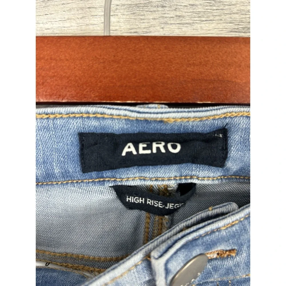 AERO High Rise Jegging Distressed Denim Size 0